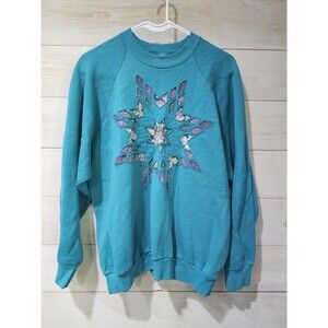 Vintage Fruit of the Loom Crewneck Sweatshirt Floral Cutout Women's Size Large